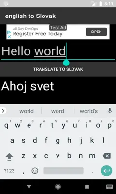 english to Slovak translator android App screenshot 2